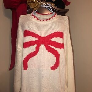Winter Sale Just in New without tag Red and Cream Bow Sweater from Soly Hux